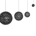 Hanging Spherical Hollow Chandeliers With Geometric Weave Design In Different Sizes