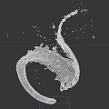 Dynamic Water Splash With Flowing Motion And Droplets On Dark Background 3d model