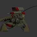 Mechanical Robot Character With Insect like Legs Red Green Armor And Antennas