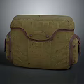 Military Green Canvas Daily Necessities Bag With Worn Texture Multiple Pockets And Metal Buckles