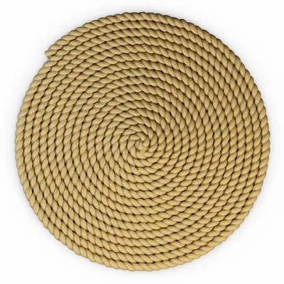 Beige Round Carpet Made of Braided Rope with Spiral Texture and Soft Surface 3d model