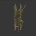 Modern Outdoor Wooden Shelves With Twisted Vines And Green Leaves