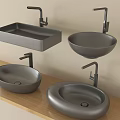 Modern Gray Washbasins In Different Shapes With Wall Mounted And Countertop Designs And Faucets