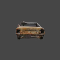 Burned Rusted Car With Damaged Body Broken Windows And Charred Remains