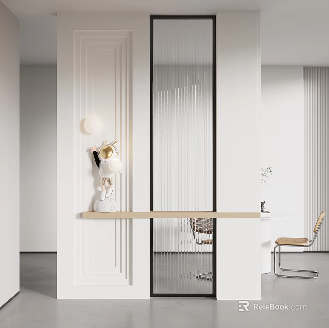 Modern Minimalist Dining Table Set With Wooden Tabletop And Ergonomic Chairs In Light Interior 3d model 