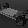 Detailed Car Chassis Structure With Battery Wheels Axles And Mechanical Parts