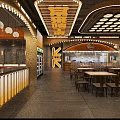 Modern Restaurant Interior Design With Stylish Lighting Tables Chairs And Bar Counter