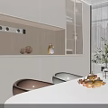Warm Cream Modern Living And Dining Space With Cozy Sofa And Custom Storage Cabinets