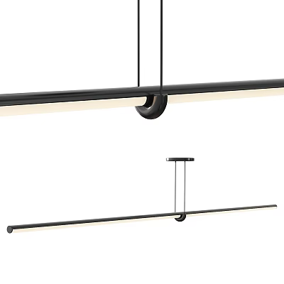 Modern Linear Pendant Light Design With Black Frame And White Illuminated Shade 3d model