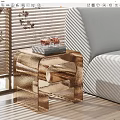 Modern Gold Side Table With Sofa Blinds Light Shadow And Glasses On Top 3d model