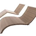 Modern Wooden Lounge Chair With Curved Slatted Structure And Smooth Design Features