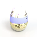 Colorful Decorative Egg Shaped Home Accessory With Geometric Patterns And Purple Dots 3d model
