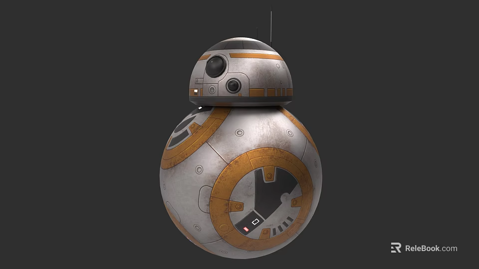 Star Wars BB 8 Droid Character With Spherical Design White Orange Gray Color Circular Mechanical Parts 3d model 