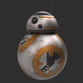 Star Wars BB 8 Droid Character With Spherical Design White Orange Gray Color Circular Mechanical Parts