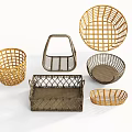 Decorative Woven Basket Set With Various Shapes Round Square And Handles For Home Decor