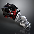 Modern Outboard Motor For Water Transport With Red Black Design And Propeller