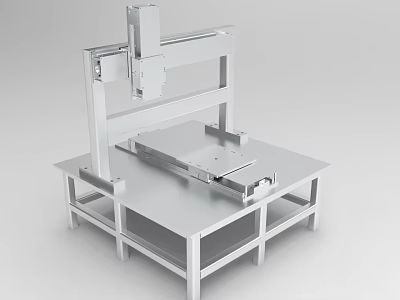 High Precision Industrial Mechanical Arm Workstation with Automated Metal Frame and Heavy Duty Table 3d model