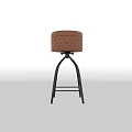 Modern Brown Leather Bar Stool With Black Metal Frame And Comfortable Seat