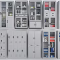 Various Designs of Modern Grey Storage Cabinets With Glass Doors Drawers and Shelves