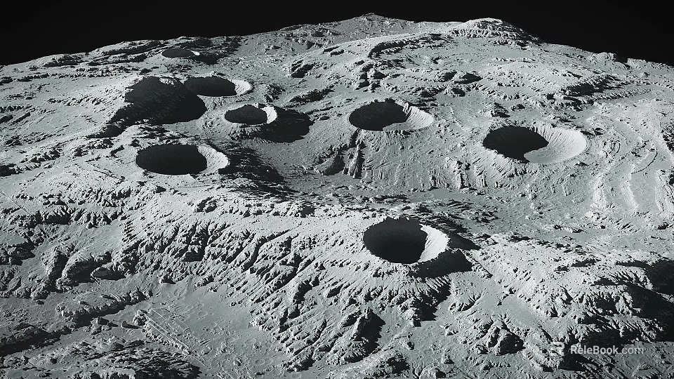 Lunar Landscape Featuring Rugged Surface And Scattered Impact Craters 3d model 