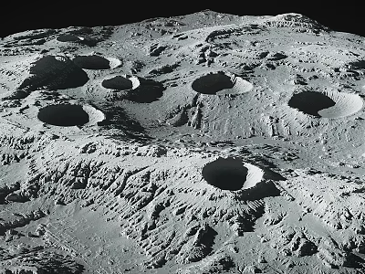 Lunar Landscape Featuring Rugged Surface And Scattered Impact Craters 3d model