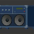 Blue Speaker Featuring Dual Speakers Front Panel With Knobs And Display Screen Sleek Design