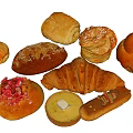 Fresh Assorted Breads And Pastries With Croissant Tart And Strawberry Topping