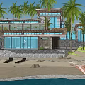 Modern Detached Villa With Palm Trees Beach And Ocean View