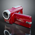 Red Vivitar Digital Camcorder With Open Screen And Silver Trim Design 3d model