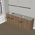 Modern Bar Chair Combination Dining Table Bar 3d model
