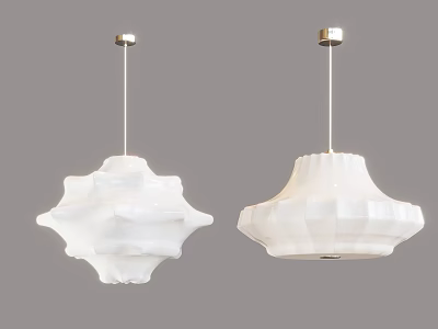 Modern White Chandeliers With Unique Textured Shapes For Interior Lighting Design 3d model