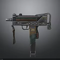 Futuristic Sci Fi Weapon Gun With Metallic Components Colorful Accents And Control Panel