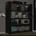 Modern Spacious Kitchen Side Cabinet With Transparent Shutter Doors For Storing Utensils And Small Appliances