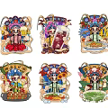 Peking Opera Character Illustrations With Various Foods