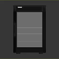 Sleek Black Upright Electronic Appliance Featuring Glass Door And Handle Design