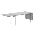 Modern Wooden Table With Metal Legs And Foldable Side Panel Design 3d model