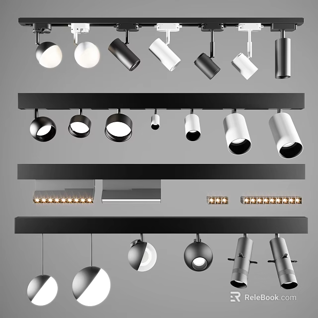 Modern Downlights and Spotlights with Various Styles for Home Ceiling Lighting 3d model