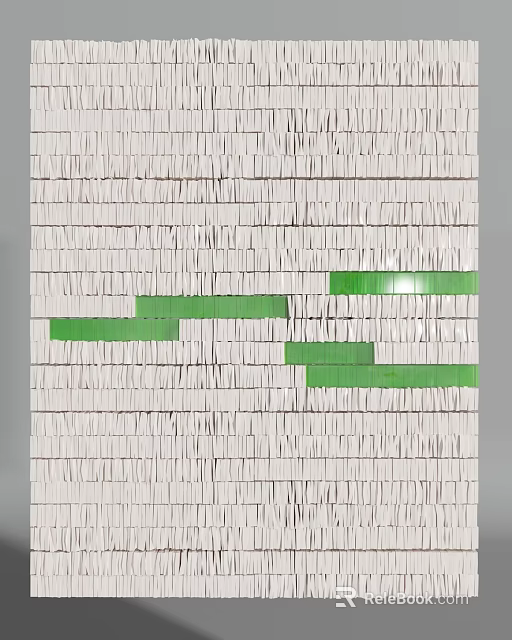 Creative Modern Wall Decor With White Strip Materials And Green Accents 3d model