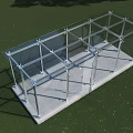 Transparent Glass Panel Structure With Metal Frame And Concrete Base On Grass 3d model