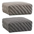 Modern Pleated Texture Sofa Stools in Brown Gray with Cozy Blankets 3d model