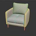 Modern Light Gray Single Seater Sofa with Armrests and Wooden Legs Design