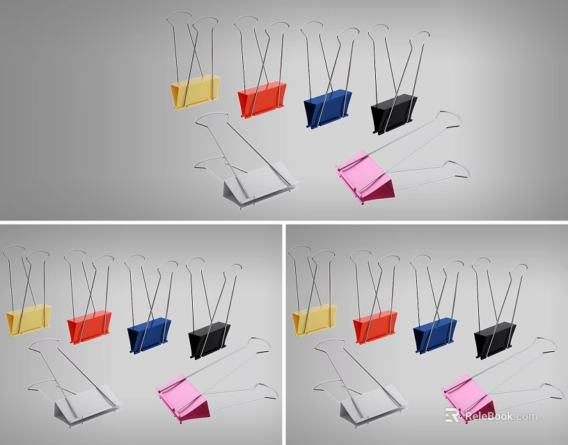 Colorful Binder Clips As Practical Daily Life Supplies With Various Colors 3d model 