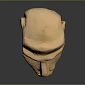 Simplified Clay Human Head Sculpture With Beard And Facial Features On Dark Background