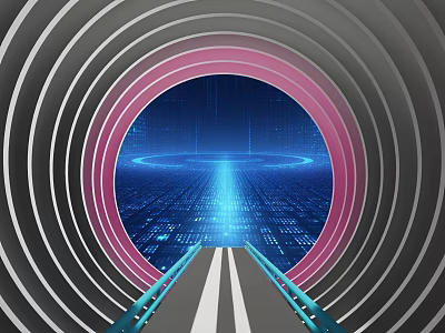 Futuristic Activity Channel With Circular Ring Design Blue Tech Background Data Grid And Glowing Lines 3d model