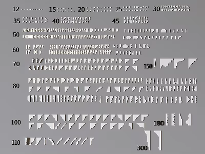 Various Types Of Corner Moldings With Different Size Specifications For Construction Projects 3d model