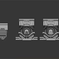 Industrial Mechanical Components With Gray Metal Base And Circular Elements