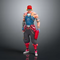 Stylish Character With Red Cap Goggles Blue Vest Red Gloves And Gray Pants