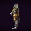 Fantasy Style Golden And Silver Armor With Ornate Patterns Design 3d model