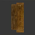 Wooden Wine Cabinet With Multiple Shelves And Assorted Wine Bottles And Glasses