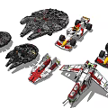 Assorted Building Blocks Models Including Spaceship Race Car And Fighter Jet 3d model